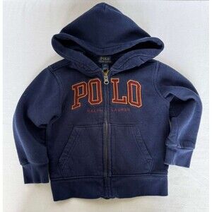 Polo Ralph Lauren Toddler Hoodie 2T Navy Full Zip Logo Sweatshirt